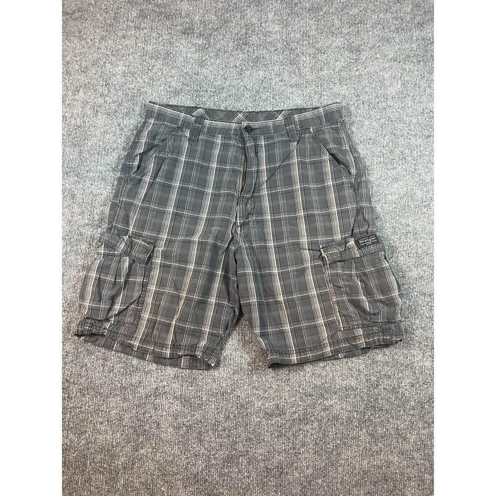 Wrangler Mens Flat-Front Straight Leg Comfort-Fit Cargo Plaid Cotton Shorts 36